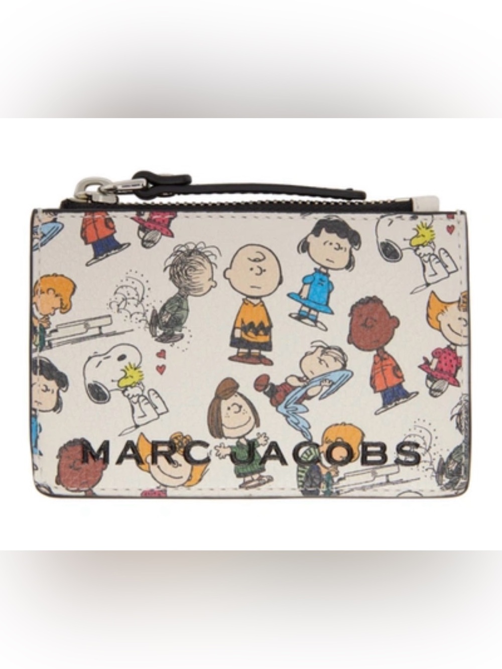 New Marc Jacobs Limited White Multi Peanuts Print Card Case